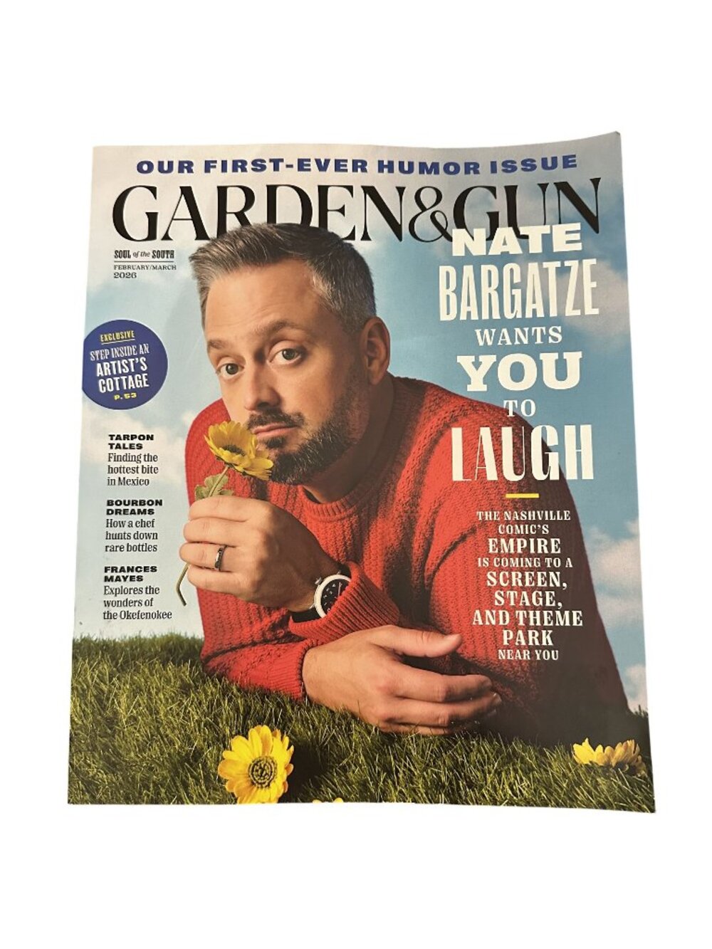 Garden and Gun Magazine February/March 2026 Nate Bargatze The Humor Issue